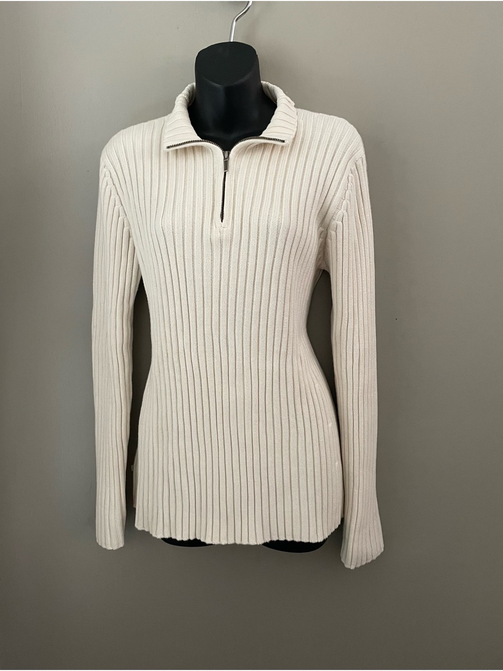 Ralph Lauren Cream Ribbed Quarter Zip Sweater